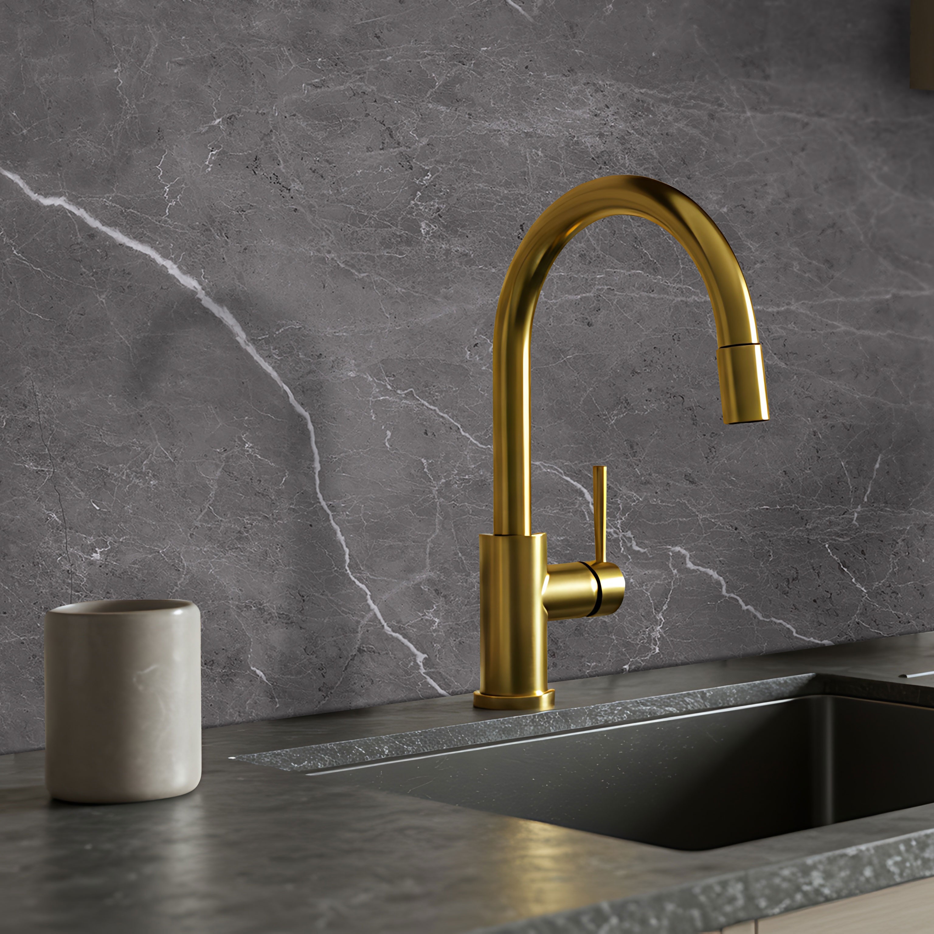  Küchenrückwand Platten ALUCOM® |  Alu Verbundplatten - Marmor Dunkel