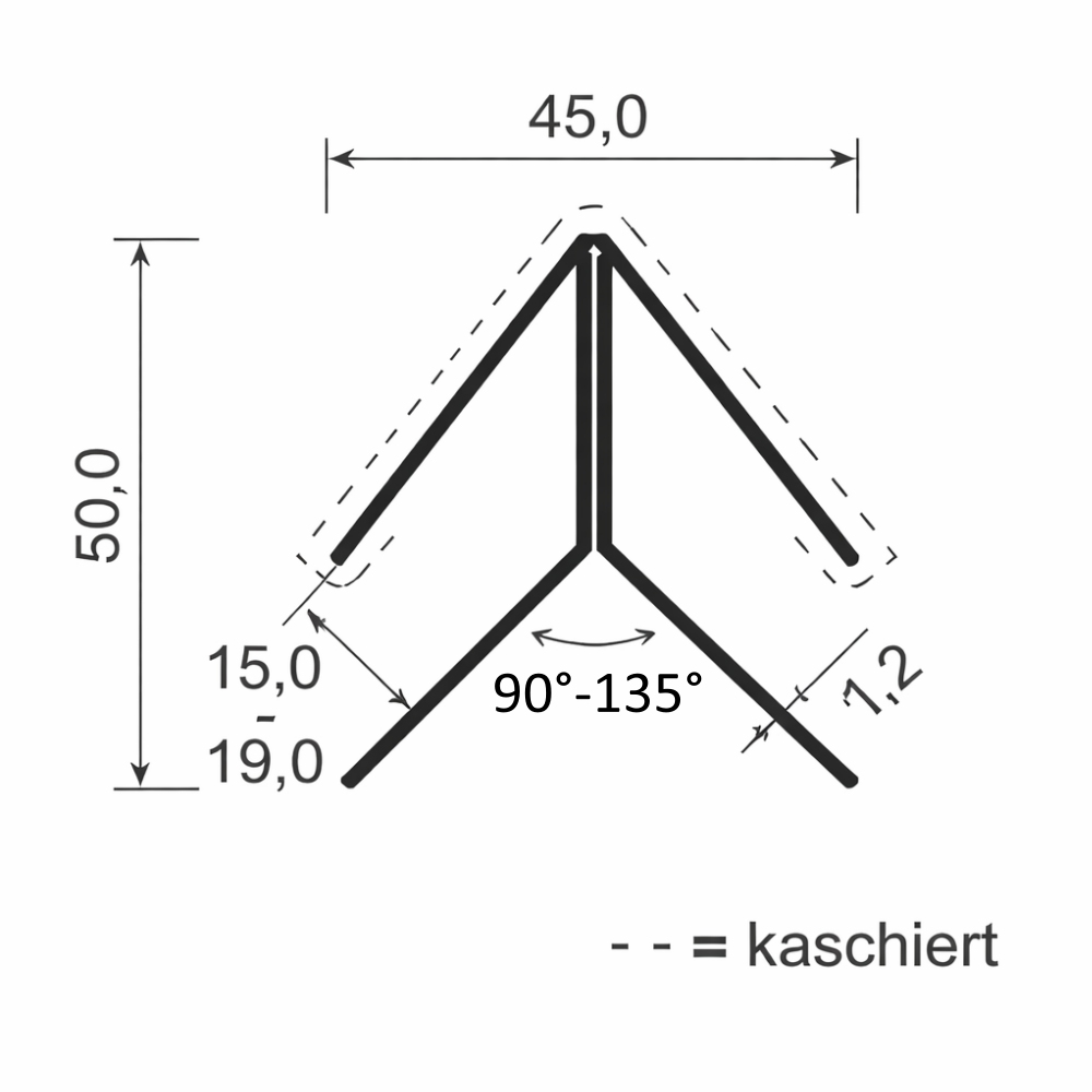 Kunststoff Eckprofil Variabel 90°-135° MIKUPAN® für Dachkasten & Fassade - weiß glatt