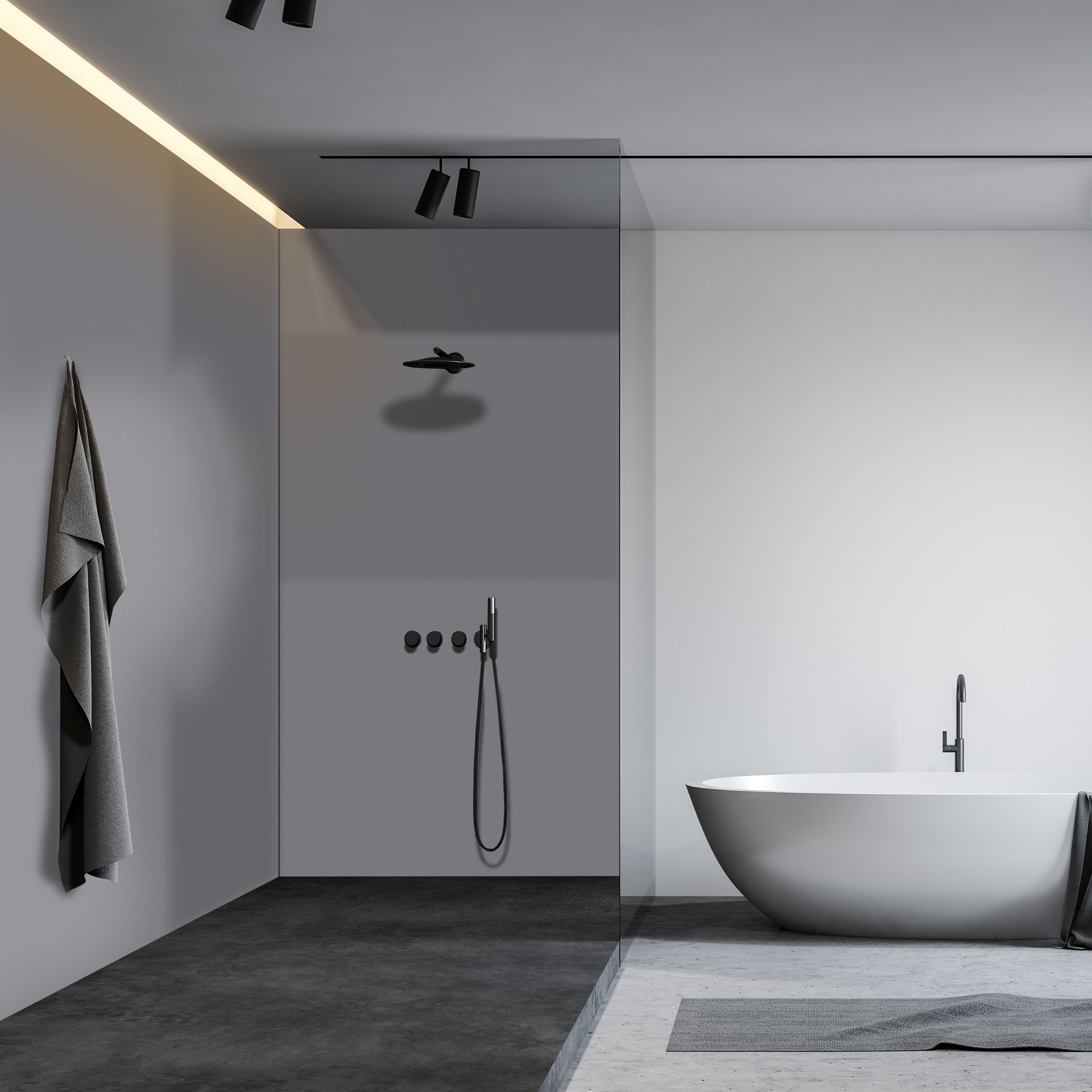 Wandverkleidung Bad Aluverbund - Staubgrau RAL 7037 | ALUCOM® Design Interieur