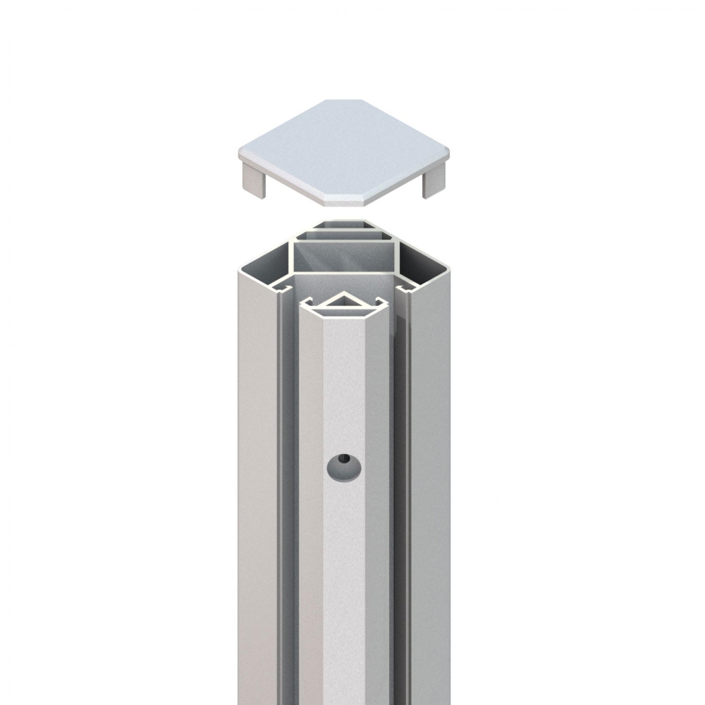 Sichtschutzsystem ALUCOM® System-Eck-Klemmpfosten Silber | Aluminium