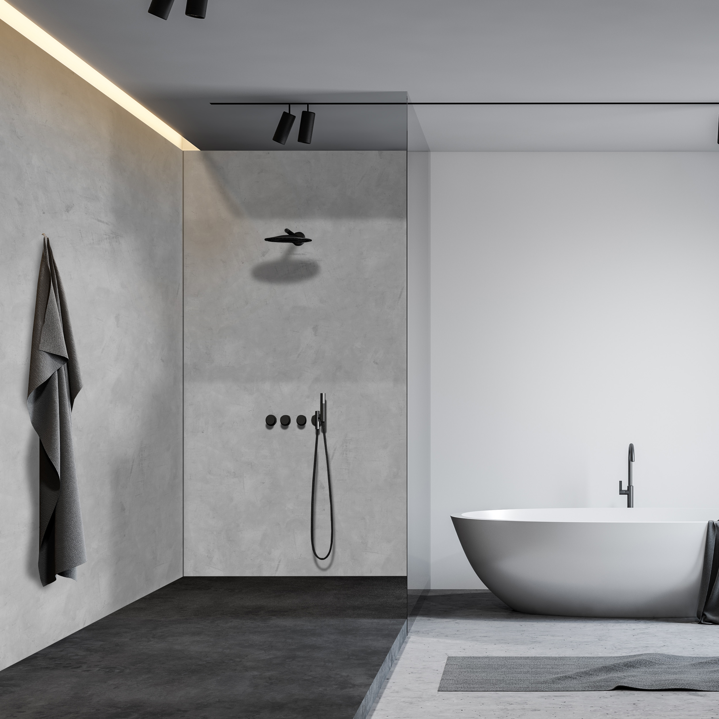 Wandverkleidung Bad Aluverbund - Beton metallic | ALUCOM® Design Interieur Wandverkleidung Bad Aluverbund - Beton metallic | ALUCOM® Design Interieur