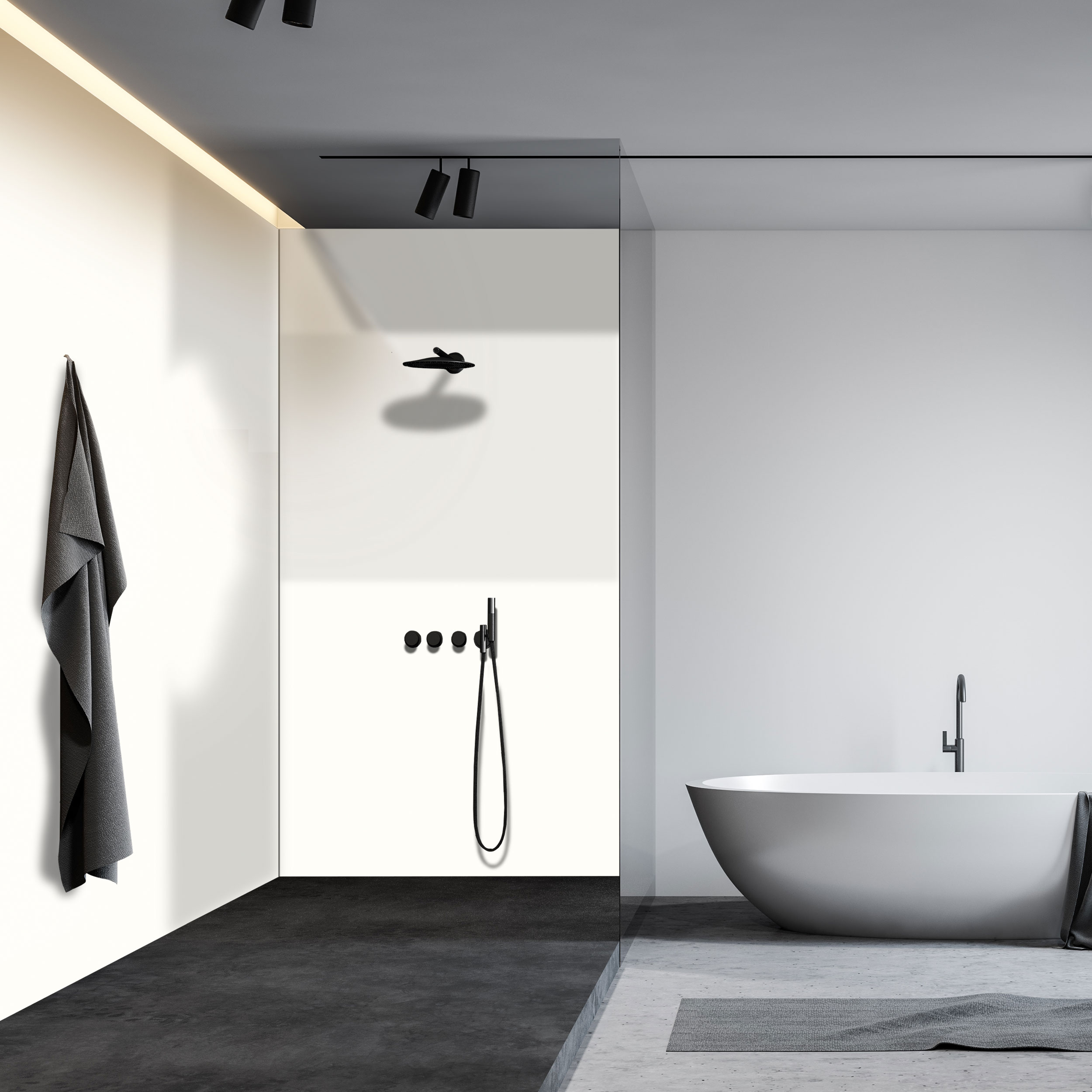 Wandverkleidung Bad Aluverbund - Weiß RAL 9016 | ALUCOM® Design Interieur