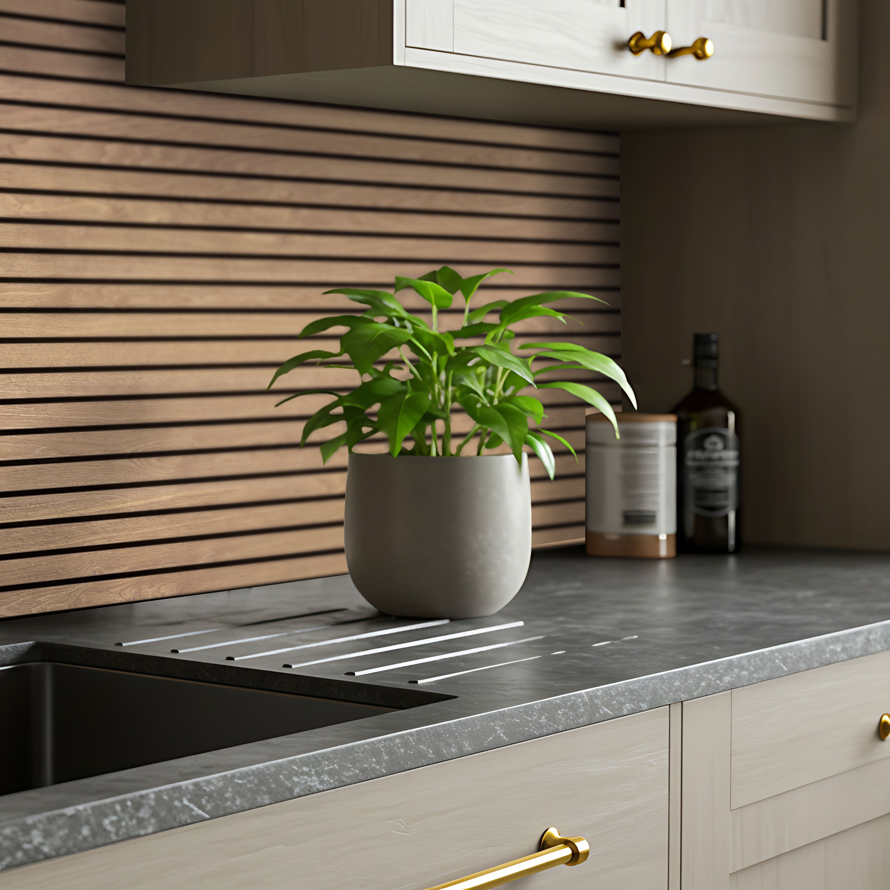  Küchenrückwand Platten ALUCOM® |  Alu Verbundplatten - Wildeiche Lamelle