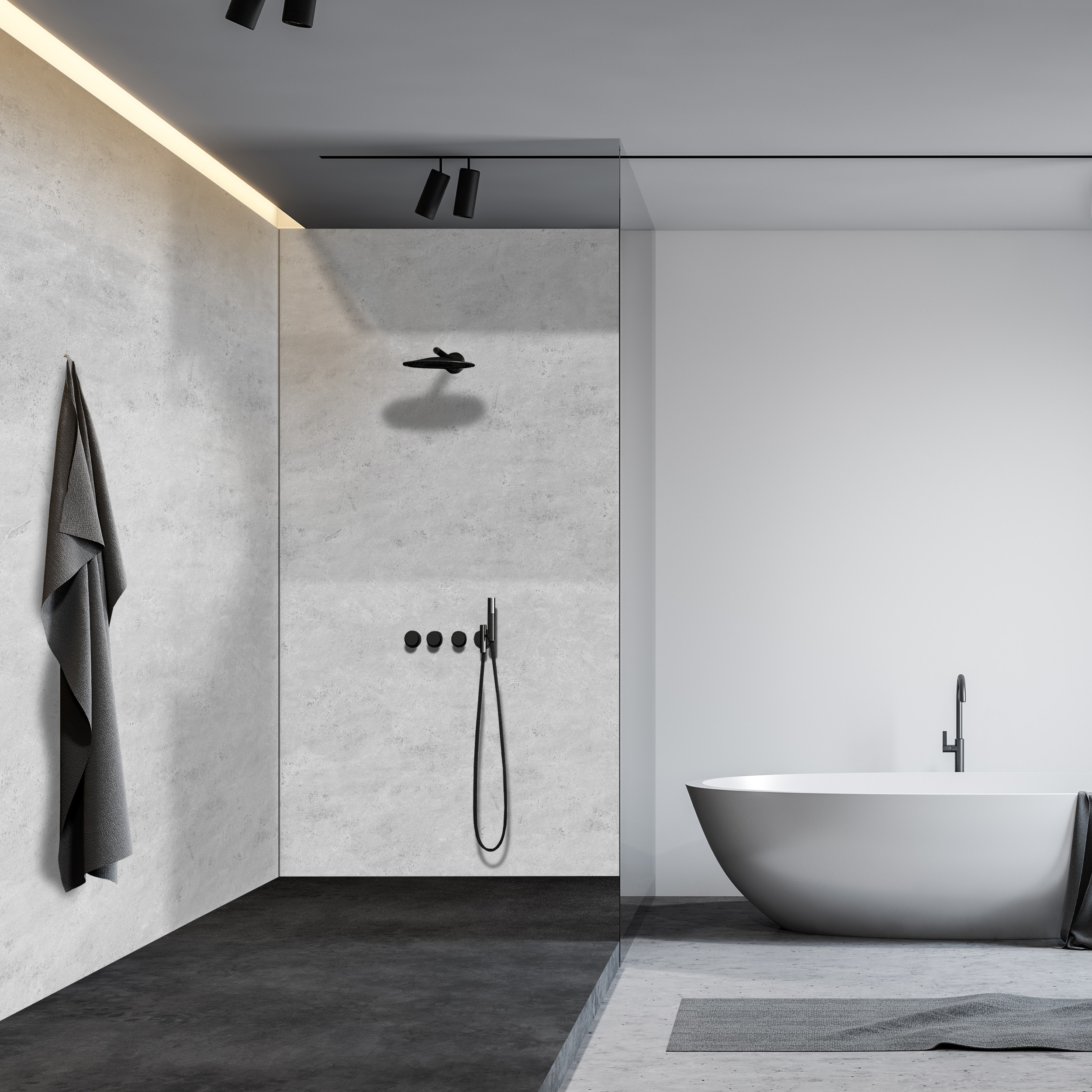 Wandverkleidung Bad Aluverbund - Stein Grau | ALUCOM® Design Interieur Wandverkleidung Bad Aluverbund - Stein Grau | ALUCOM® Design Interieur