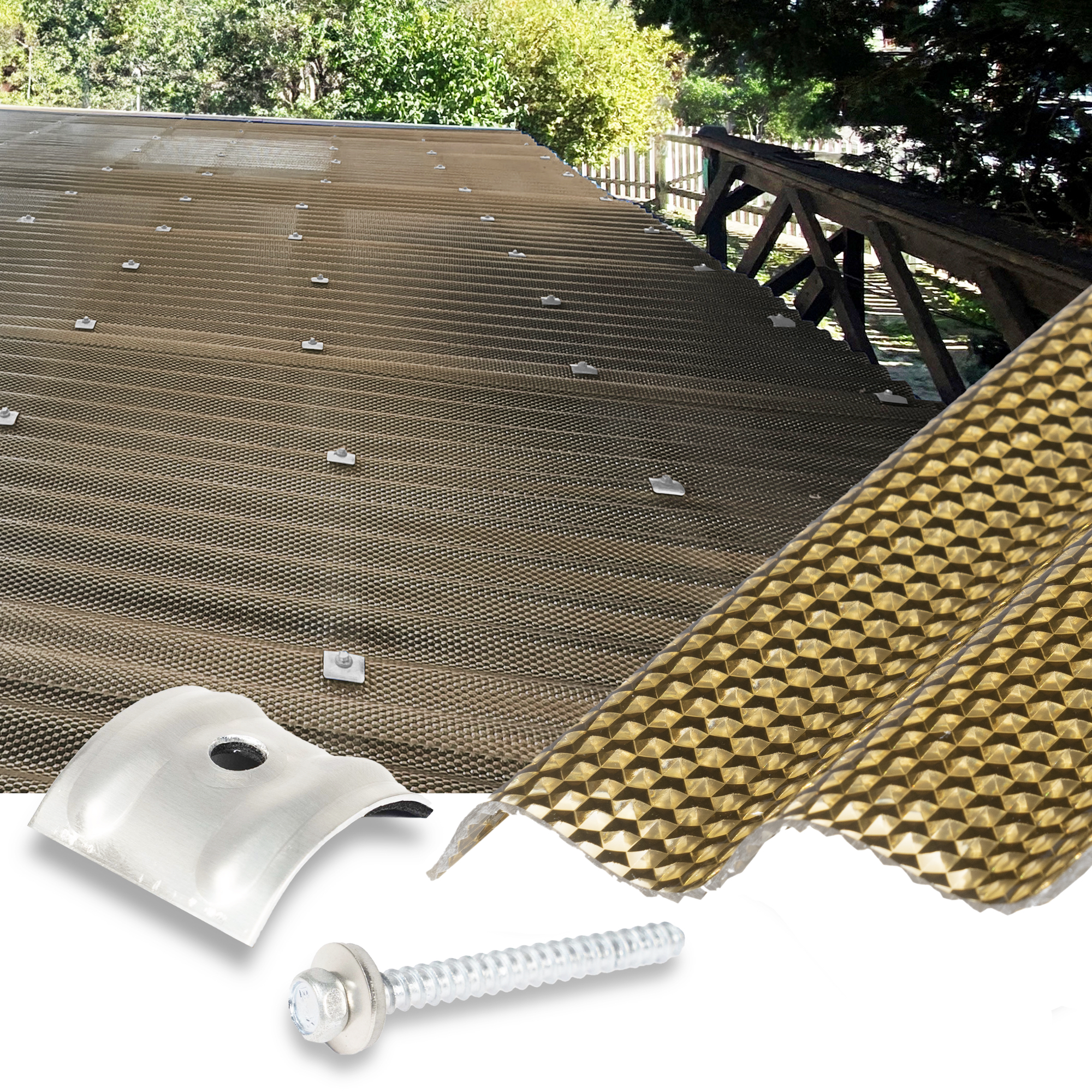 Bausatz Polycarbonat Wellplatten bronze Wabe Welldach - Garantiert Hagelsicher 