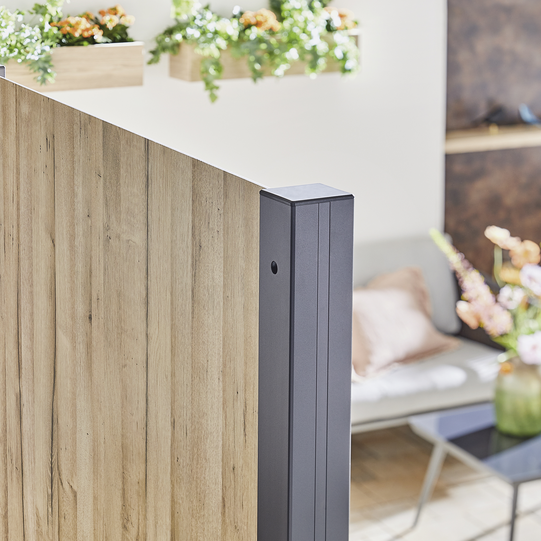 Sichtschutzsystem ALUCOM® System-Klemmpfosten Anthrazit | Aluminium Sichtschutzsystem ALUCOM® System-Klemmpfosten Anthrazit | Aluminium