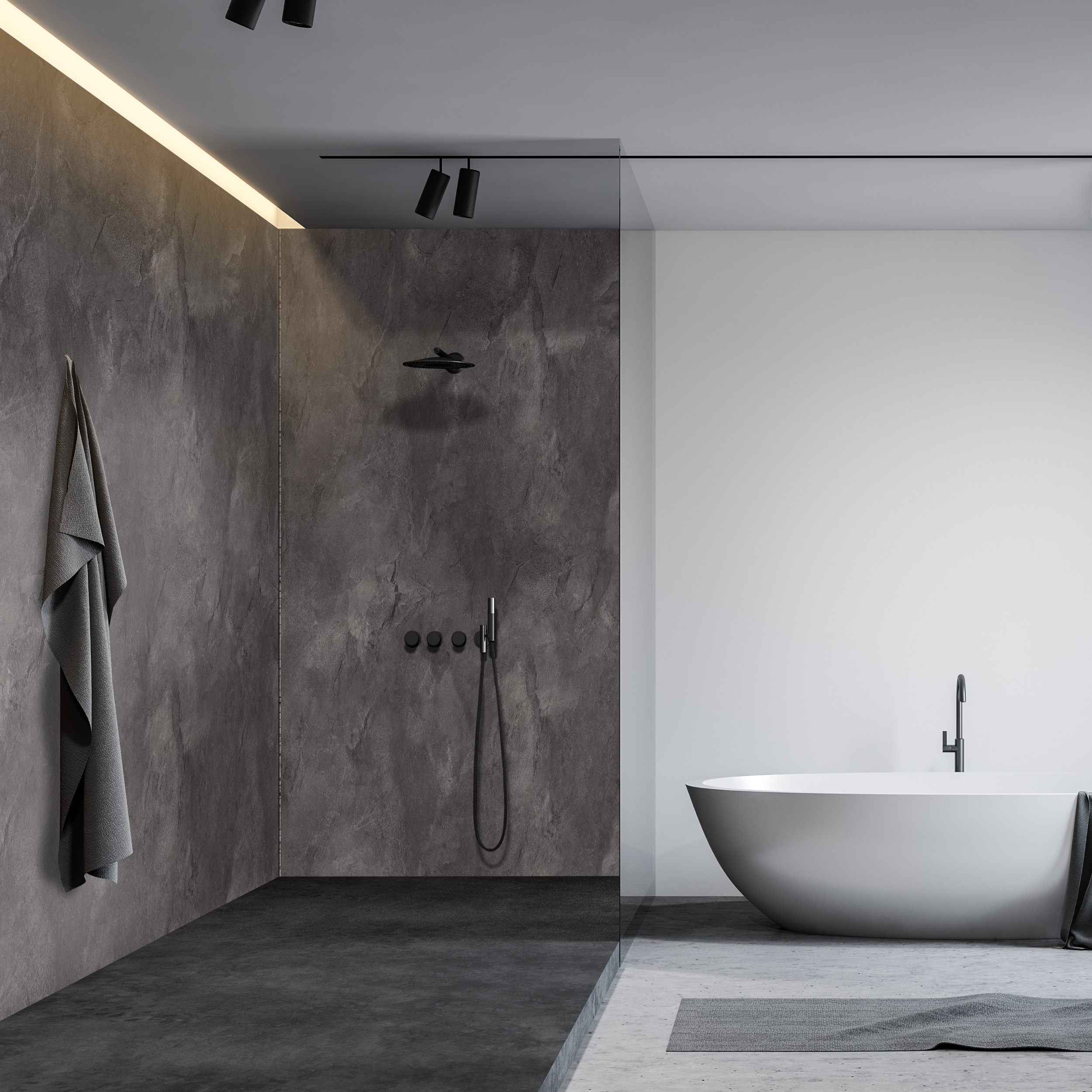 Wandverkleidung Bad Aluverbund - Schiefer | ALUCOM® Design Interieur Wandverkleidung Bad Aluverbund - Schiefer | ALUCOM® Design Interieur