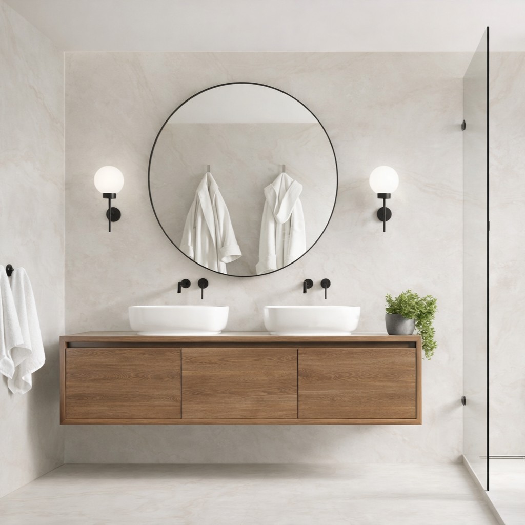 Wandverkleidung Bad Aluverbund - Burgund Weiß | ALUCOM® Design Interieur