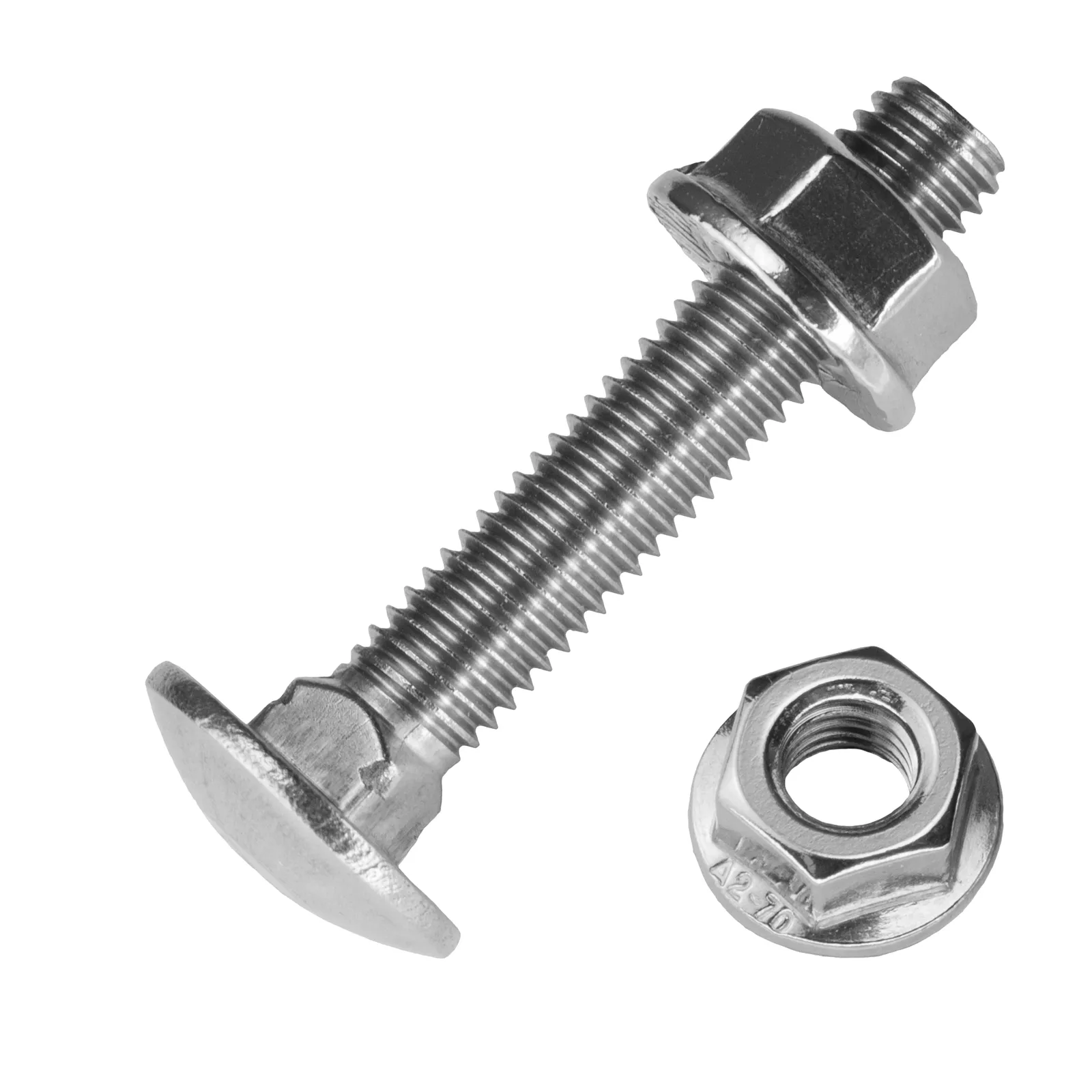 Schlossschraube inkl. Mutter M6x25 Edelstahl A2 für KÖMAPAN®  Schlossschraube inkl. Mutter M6x25 Edelstahl A2 für KÖMAPAN®