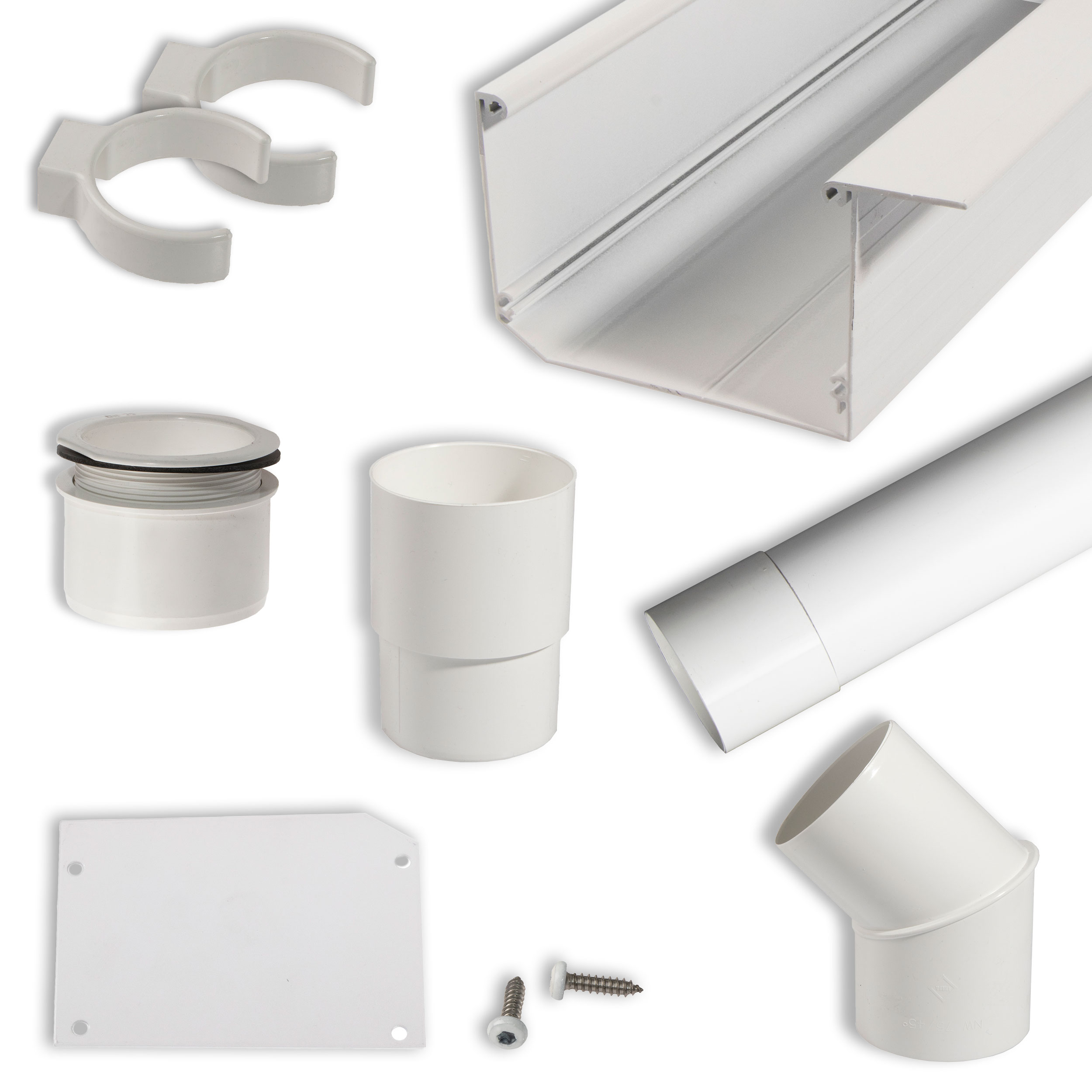 Alu Kastenrinne / Regenrinne Weiß - Komplettset Alu Kastenrinne / Regenrinne Weiß - Komplettset