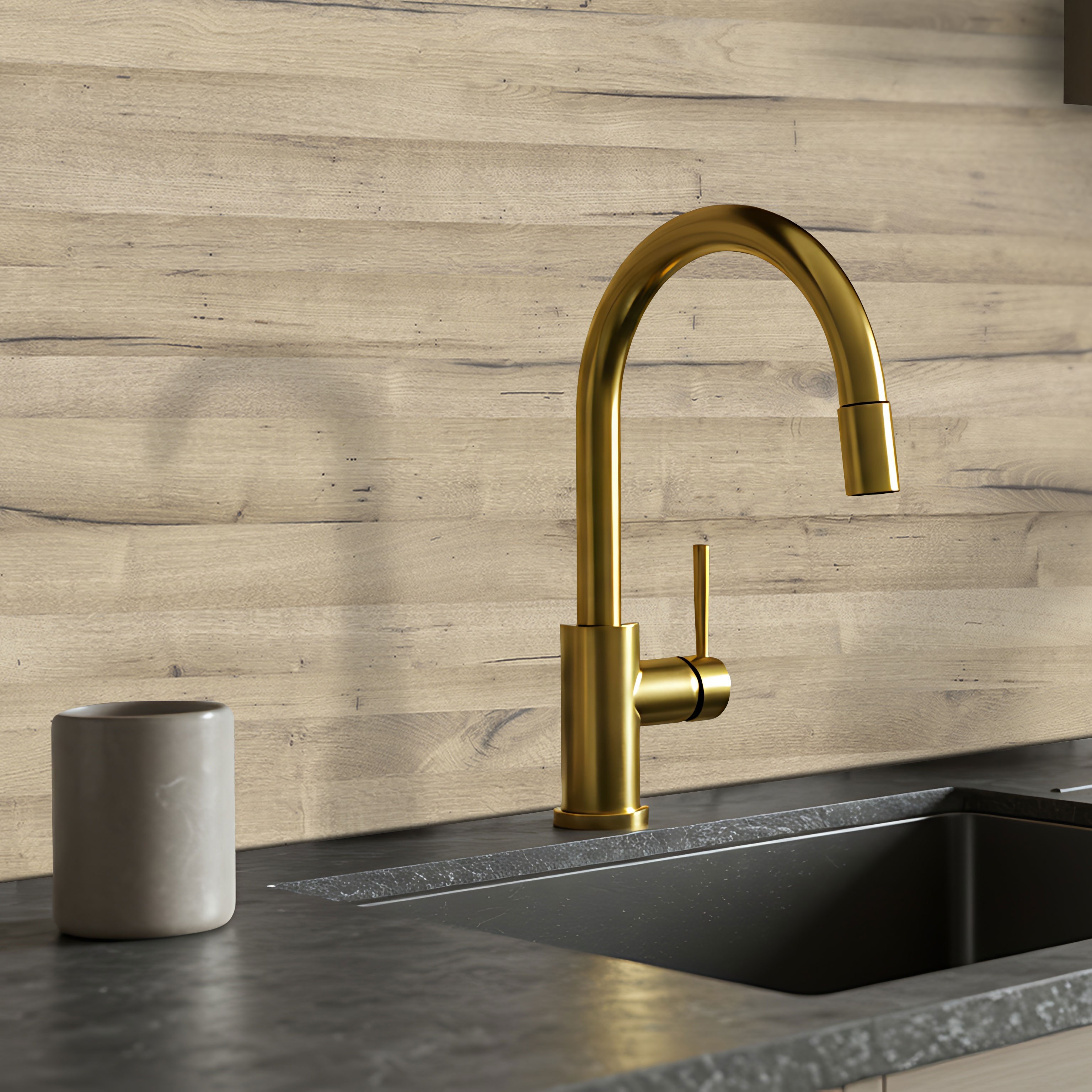  Küchenrückwand Platten ALUCOM® |  Alu Verbundplatten - Schwarzwald Eiche hell