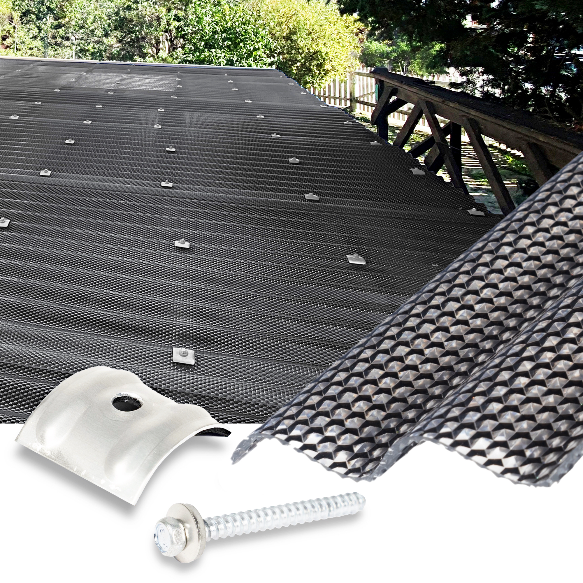 Bausatz Polycarbonat Wellplatten Graphit Grau Wabe Welldach - Garantiert Hagelsicher