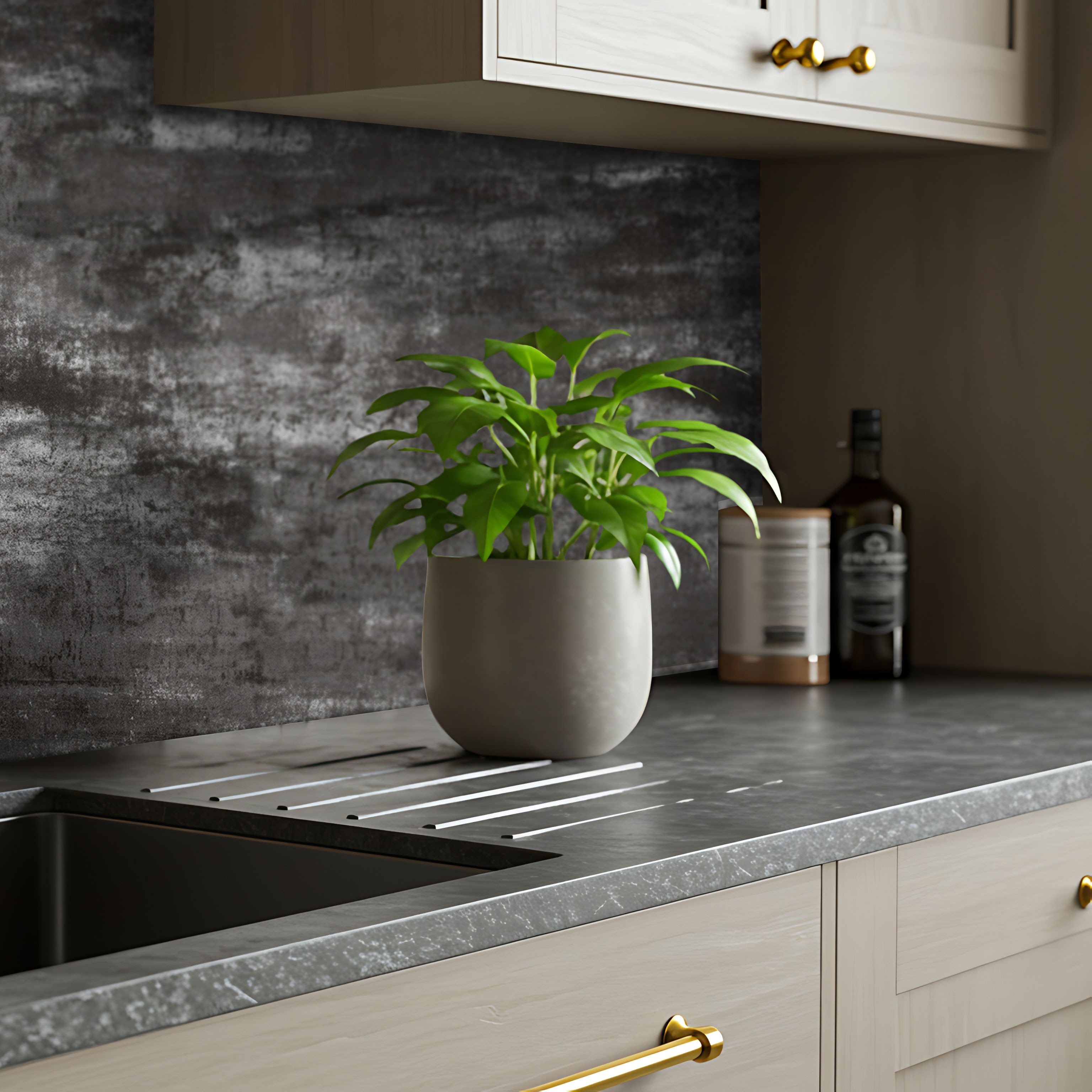  Küchenrückwand Platten ALUCOM® |  Alu Verbundplatten - Metall oxidiert dunkel