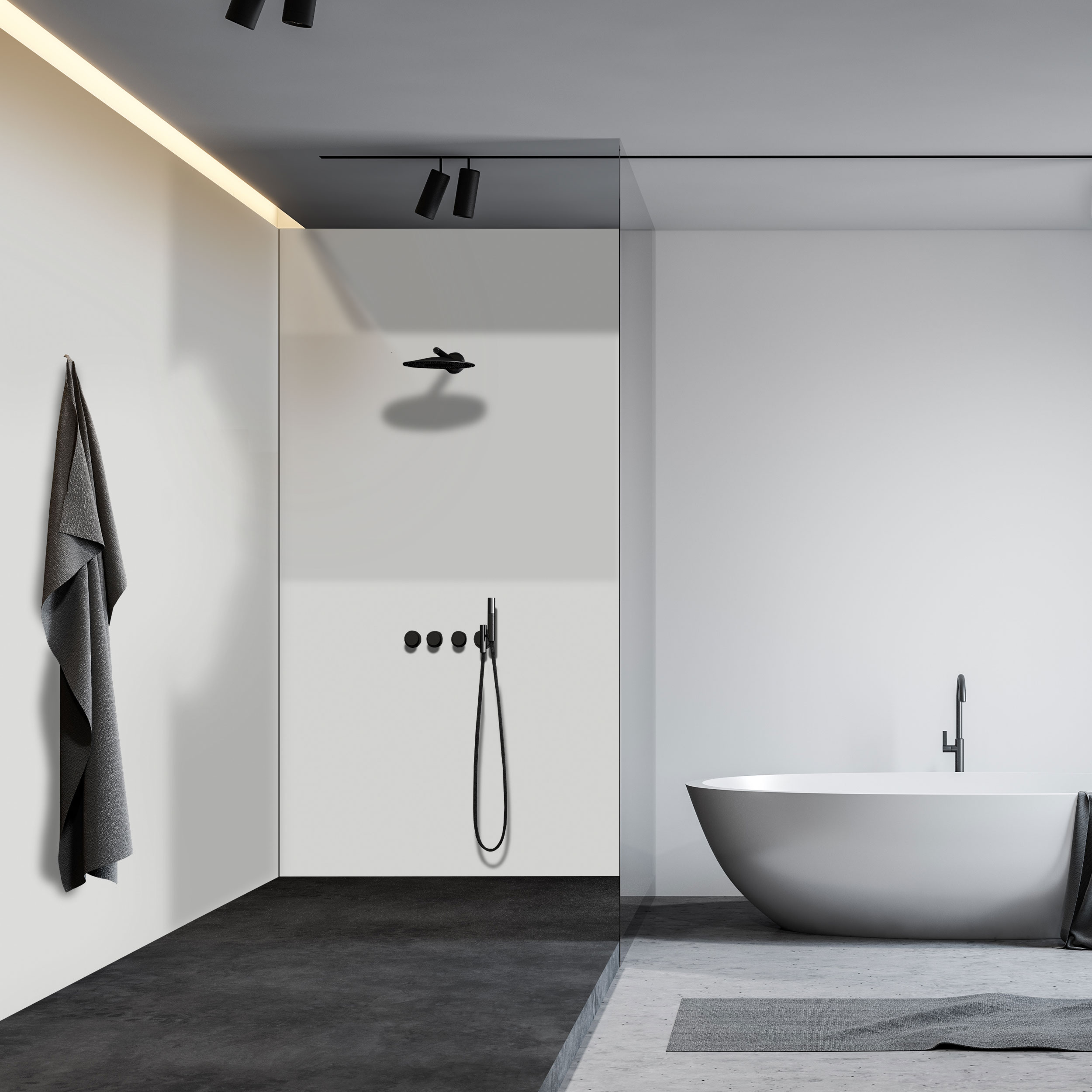 Wandverkleidung Bad Aluverbund - Lichtgrau RAL 7035 | ALUCOM® Design Interieur