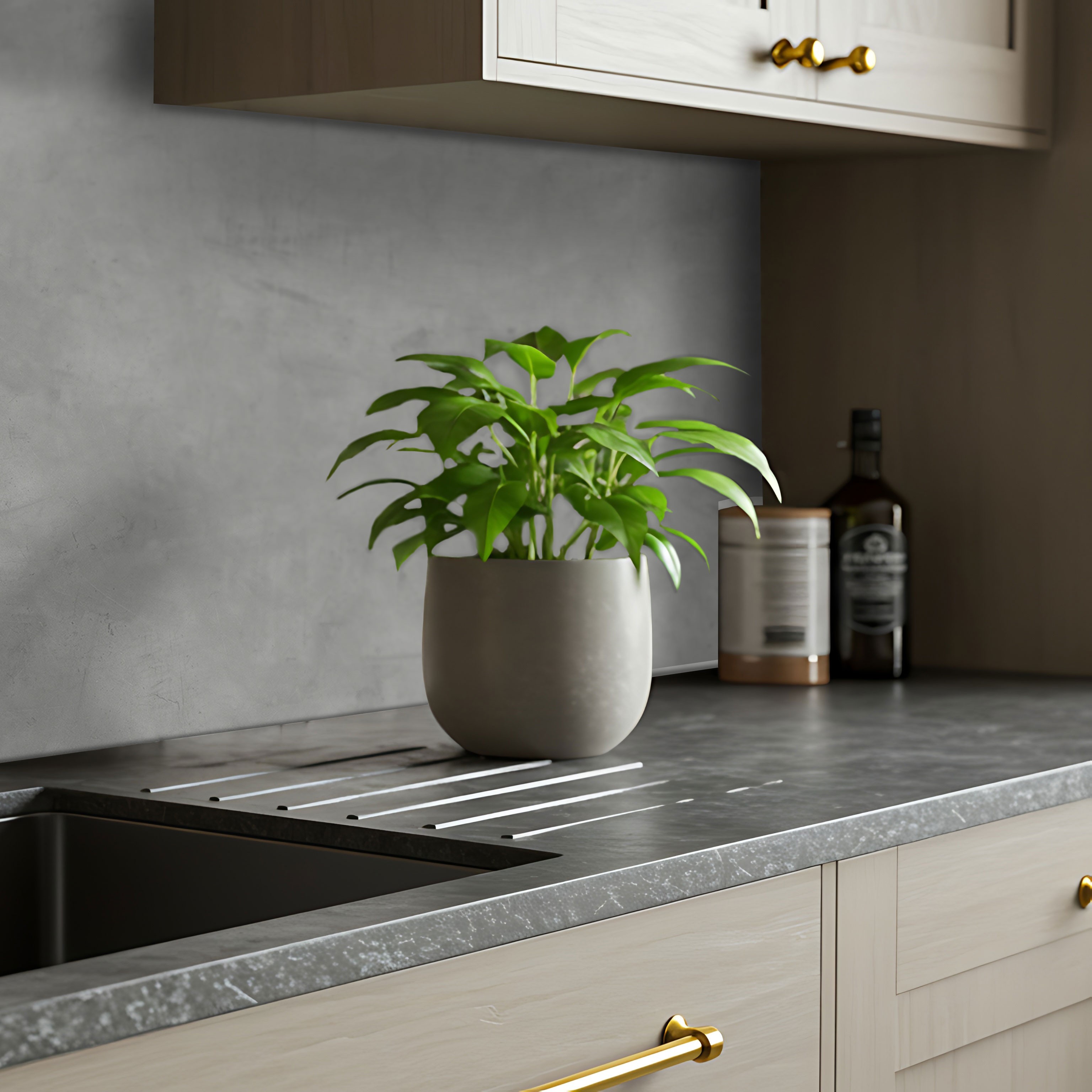  Küchenrückwand Platten ALUCOM® |  Alu Verbundplatten - Beton metallic