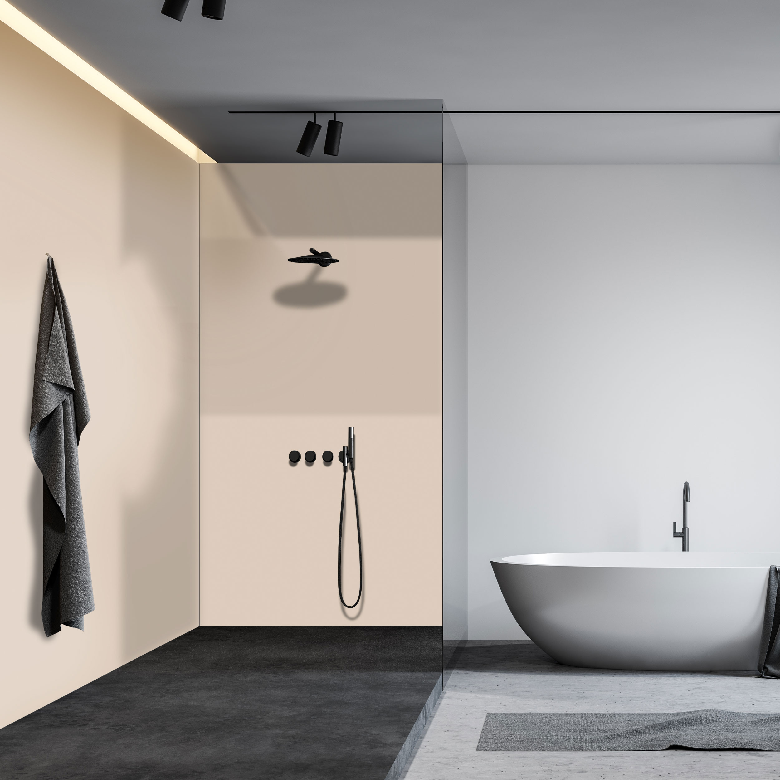 Wandverkleidung Bad Aluverbund - Cremebeige | ALUCOM® Design Interieur