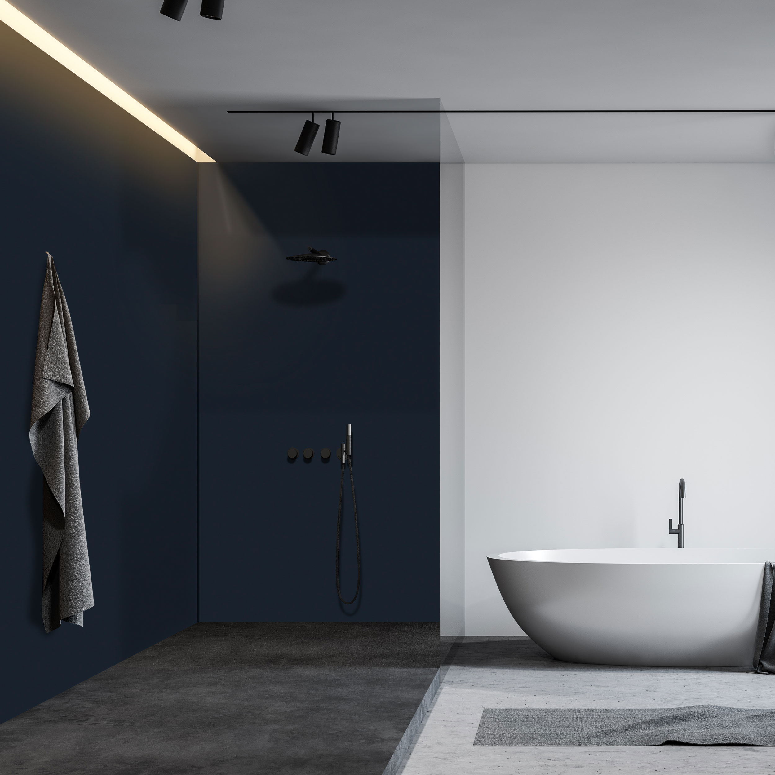 Wandverkleidung Bad Aluverbund - Anthrazit RAL 7016 | ALUCOM® Design Interieur