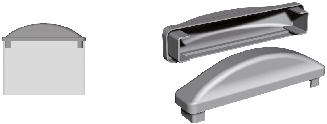 Stilzaunkappe übergreifend B130 x T25 weiss glatt Stilzaunkappe übergreifend B130 x T25 weiss glatt