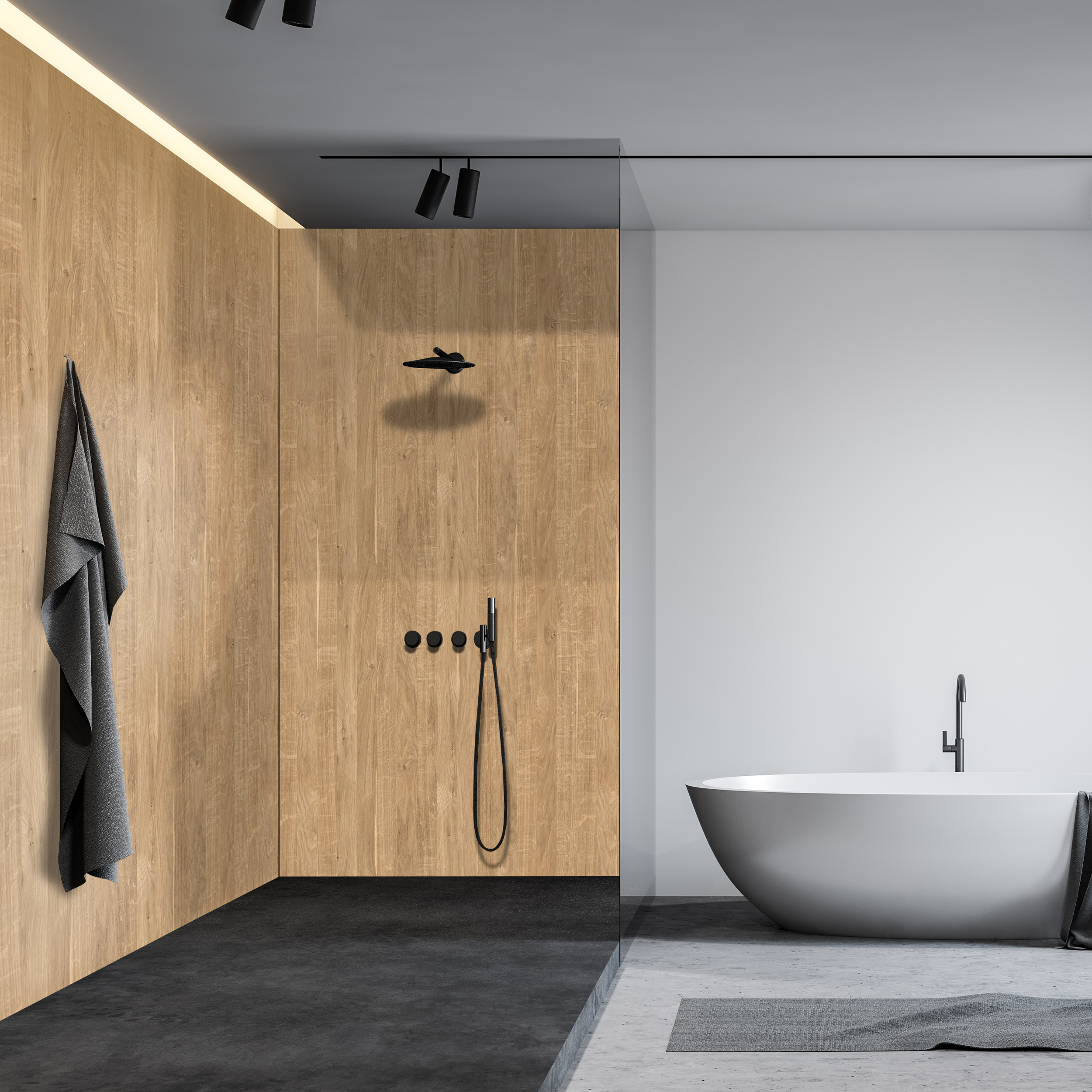 wandverkleidung bad aluverbund - wildeiche fein | alucom®