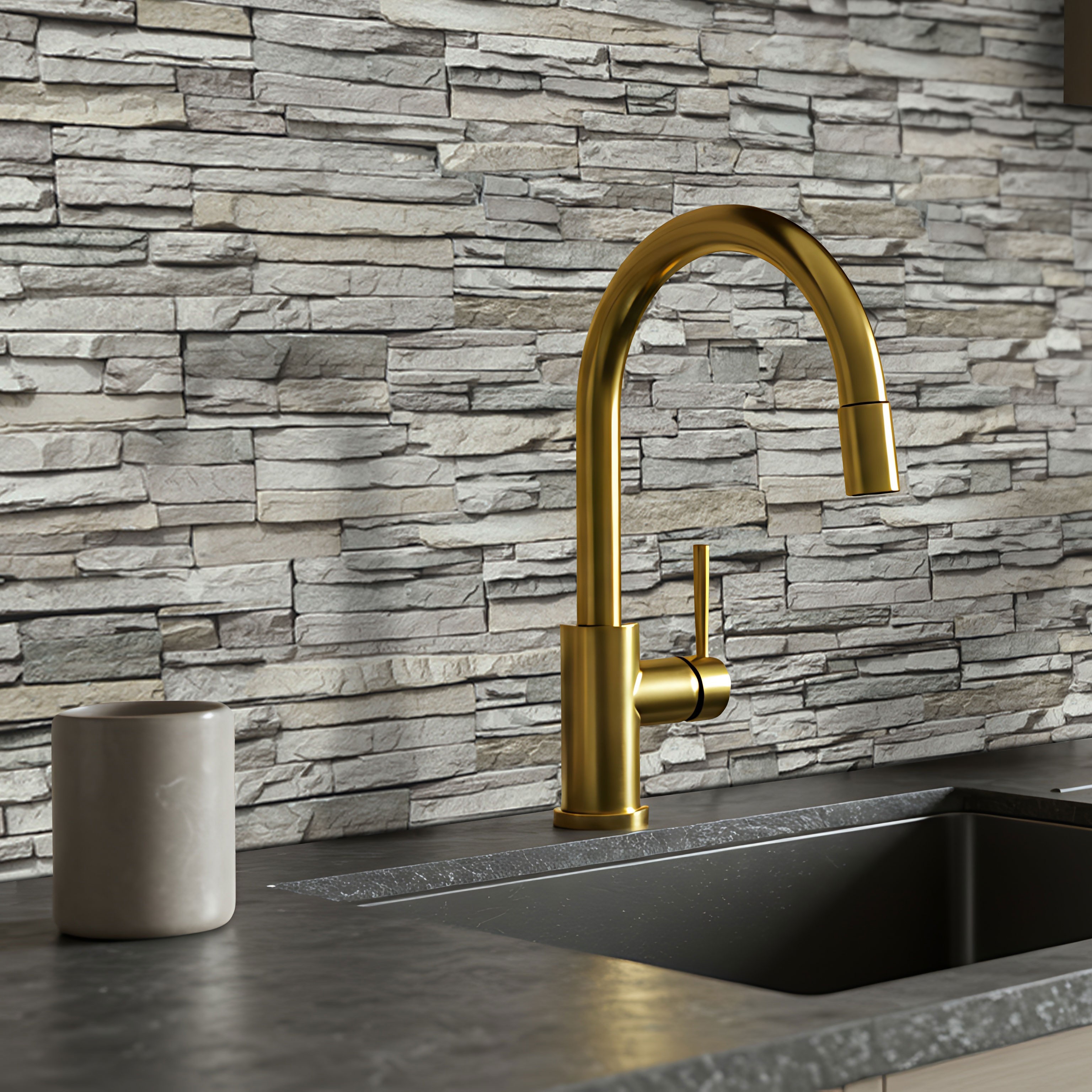  Küchenrückwand Platten ALUCOM® |  Alu Verbundplatten - Bruchstein Natur