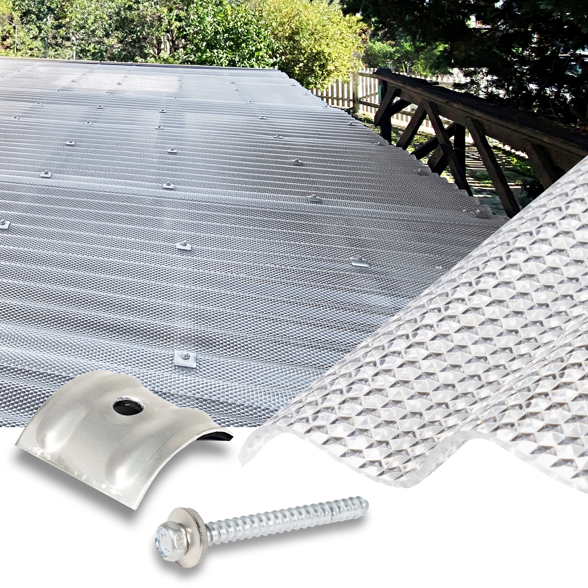 Bausatz Polycarbonat Wellplatten farblos Wabe Welldach - Garantiert Hagelsicher