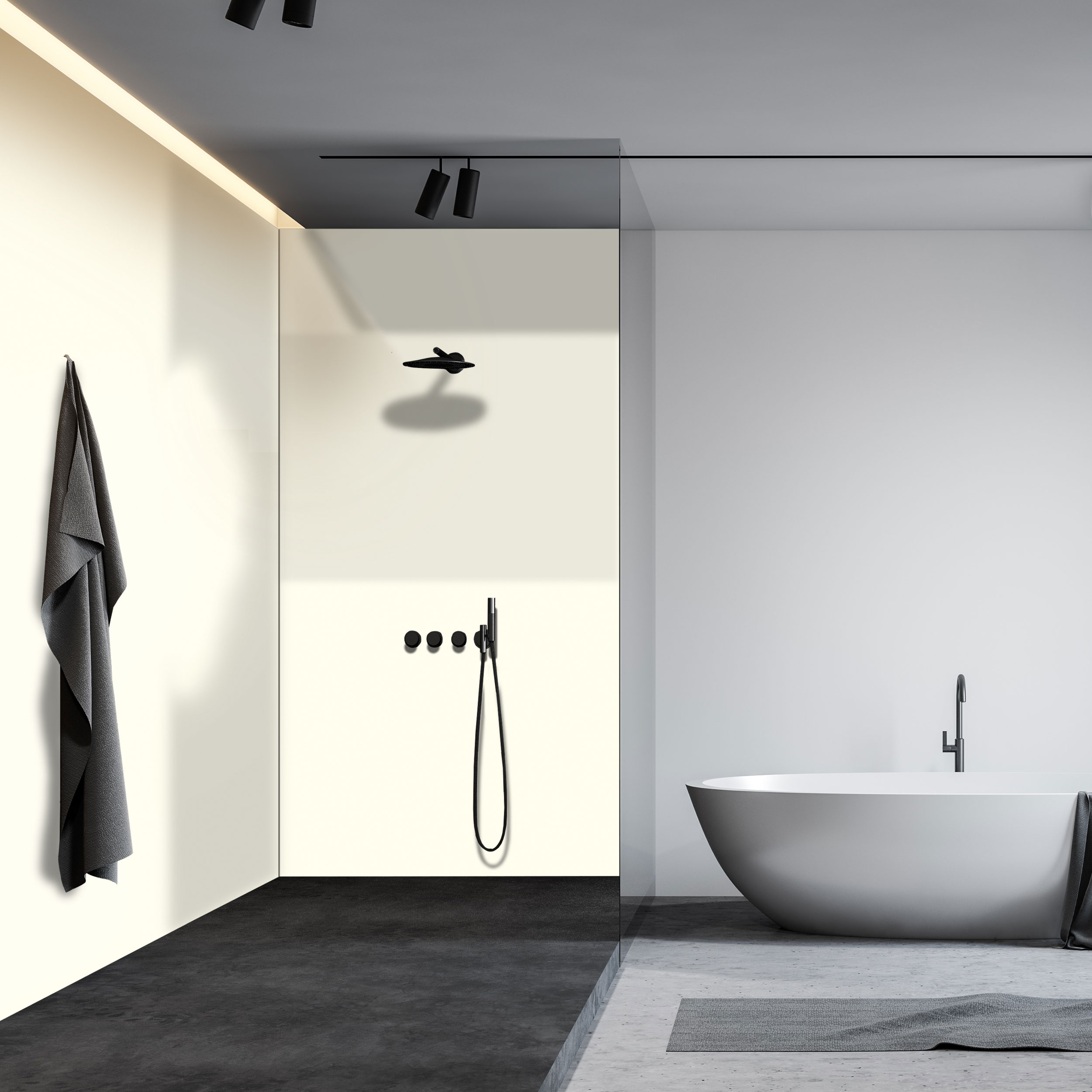 Wandverkleidung Bad Aluverbund - Reinweiß RAL 9010 | ALUCOM® Design Interieur