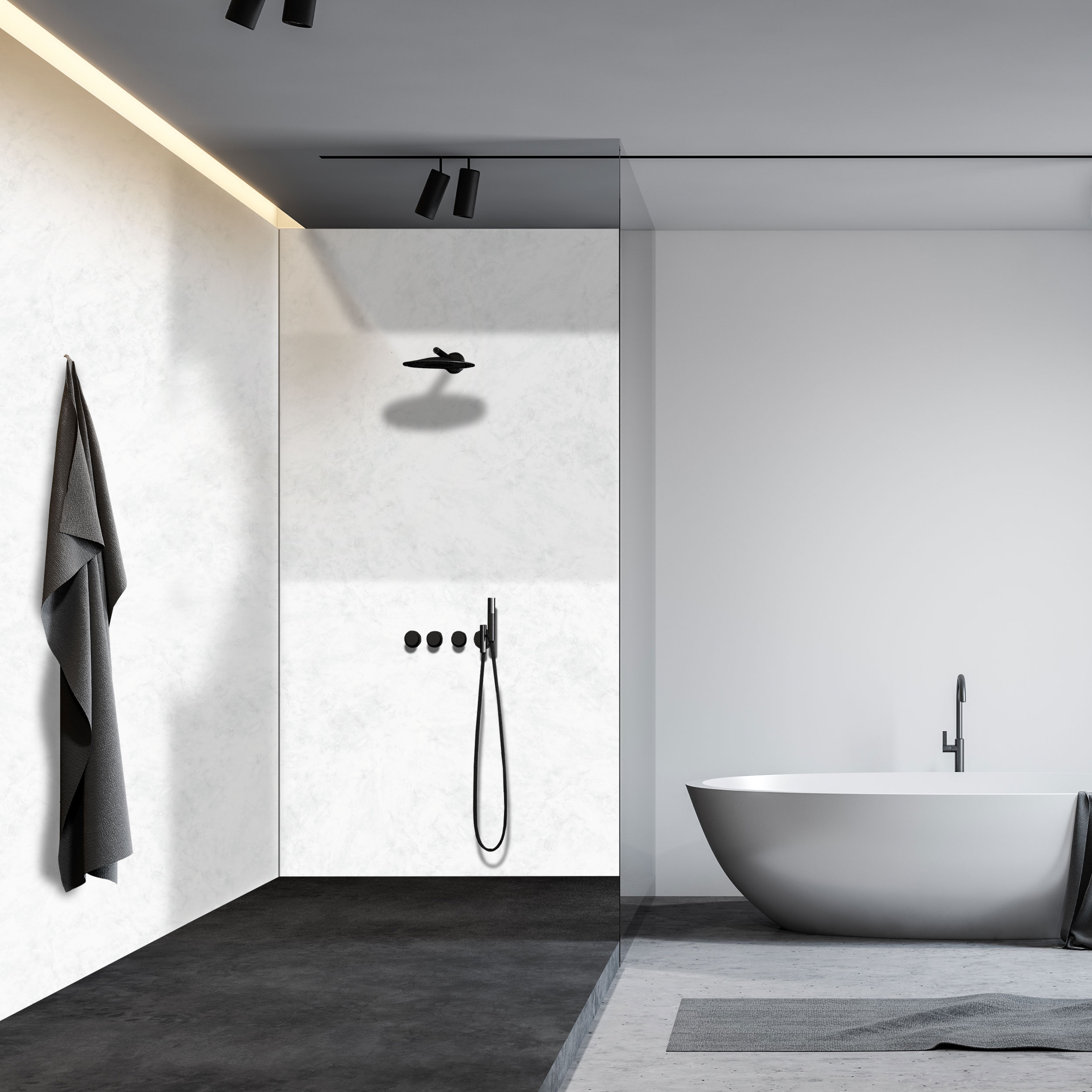 Wandverkleidung Bad Aluverbund - Marmor Kalkweiß | ALUCOM® Design Interieur