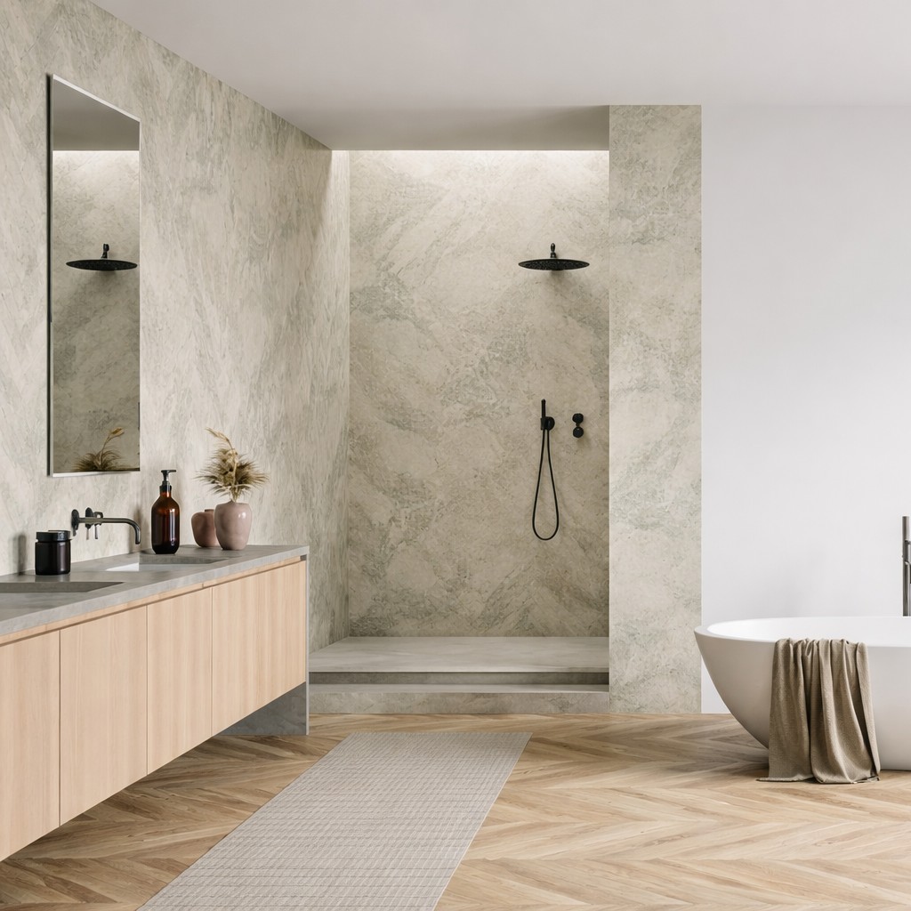 Wandverkleidung Bad Aluverbund - Louise | ALUCOM® Design Interieur