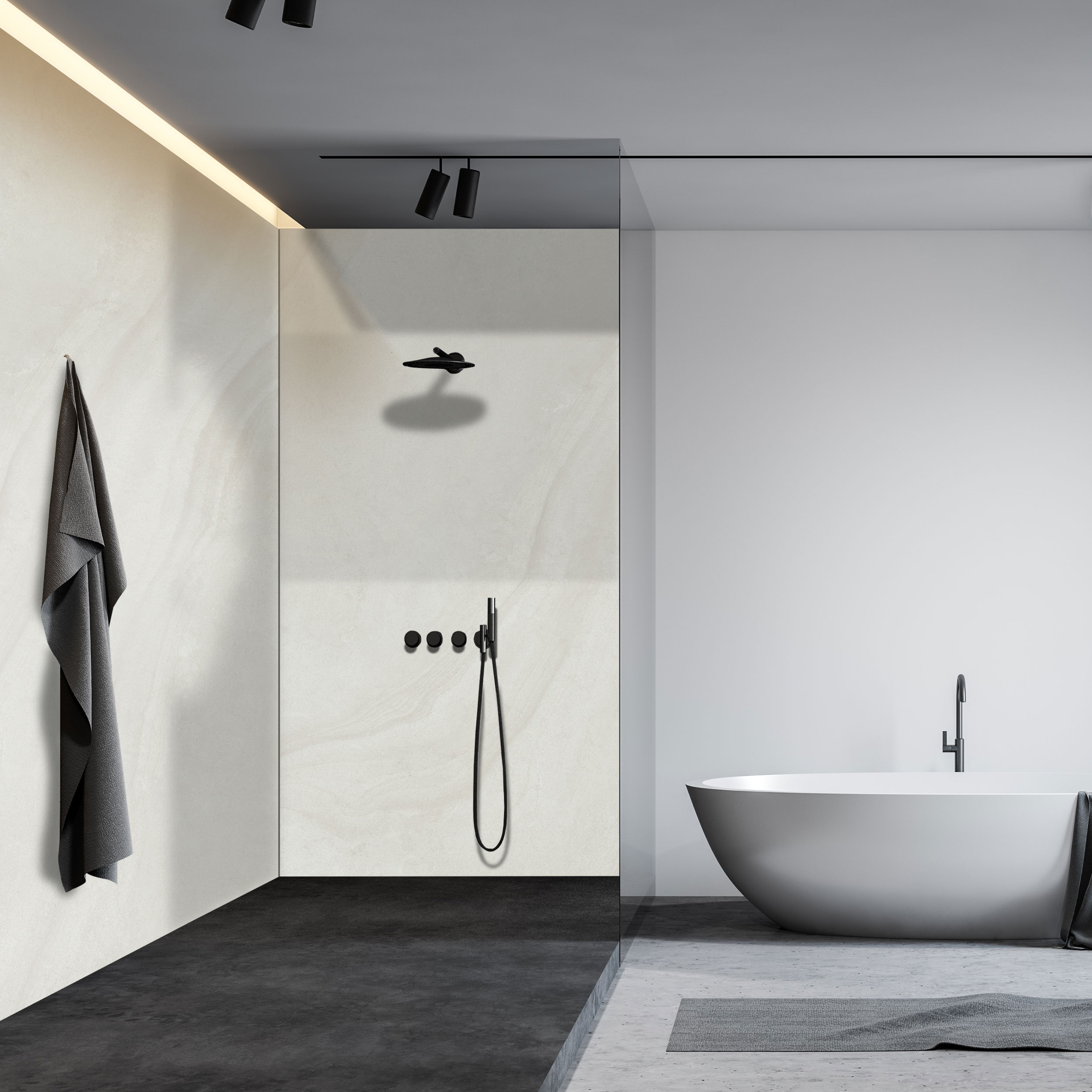 Wandverkleidung Bad Aluverbund - Burgund Weiß | ALUCOM® Design Interieur