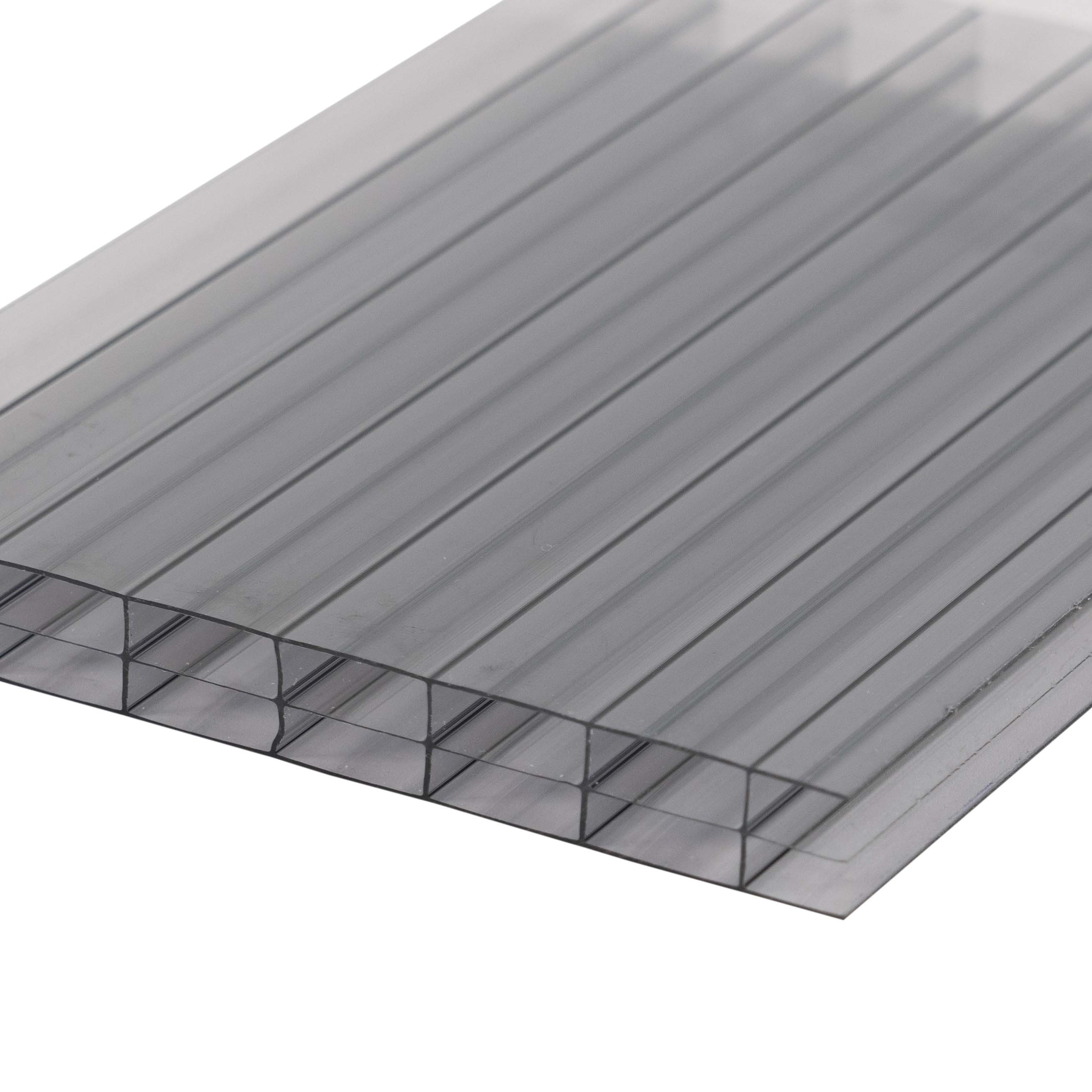 Doppelstegplatte 16 mm Anthrazit Grau - Polycarbonat Hohlkammerplatten 3-fach 