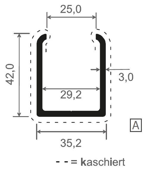 U-Profil Kunststoff 25mm für MIKUPAN® Zaun- & Balkonlatten