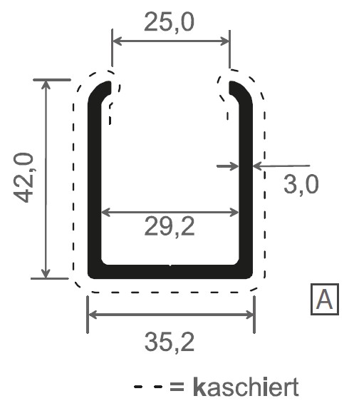 U-Profil Kunststoff 25mm für MIKUPAN® Zaun- & Balkonlatten U-Profil Kunststoff 25mm für MIKUPAN® Zaun- & Balkonlatten