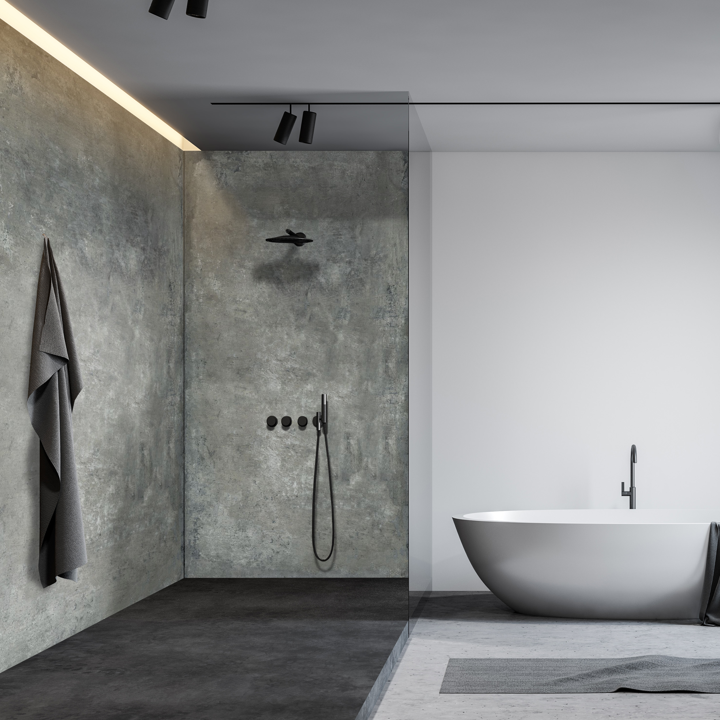 Wandverkleidung Bad Aluverbund - Loft Grau | ALUCOM® Design Interieur Wandverkleidung Bad Aluverbund - Loft Grau | ALUCOM® Design Interieur